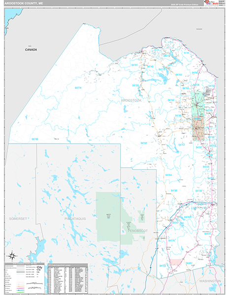 Aroostook County, ME Wall Map Premium Style