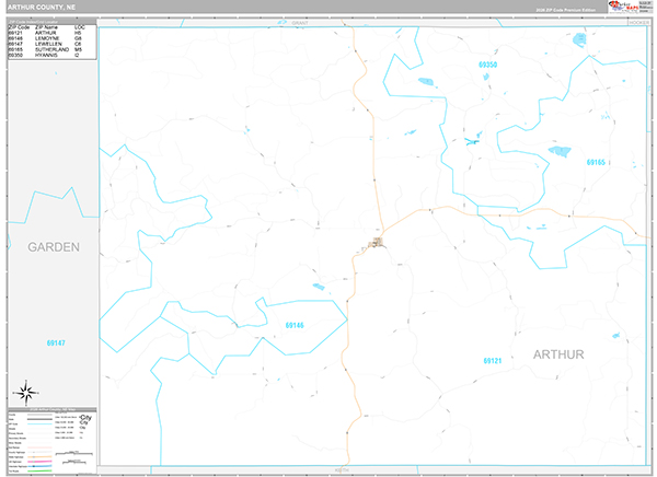 Arthur County, NE Zip Code Map