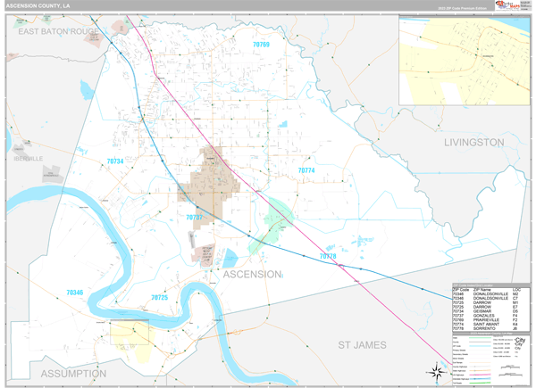 Ascension Parish (County), LA Wall Map