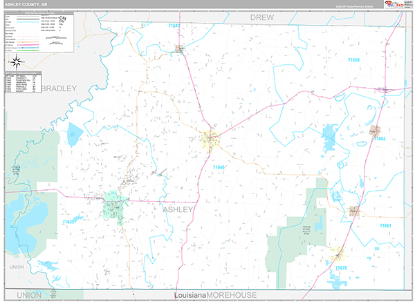 Ashley County, AR Wall Map