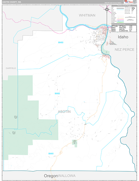 Asotin County, WA Zip Code Map