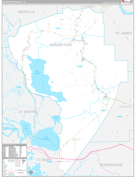 Assumption County, LA Wall Map
