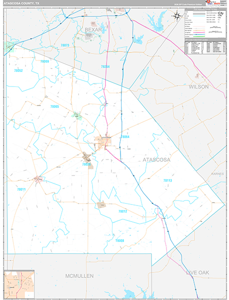 Atascosa County, TX Zip Code Map