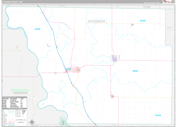 Atchison County, MO Carrier Route Wall Map