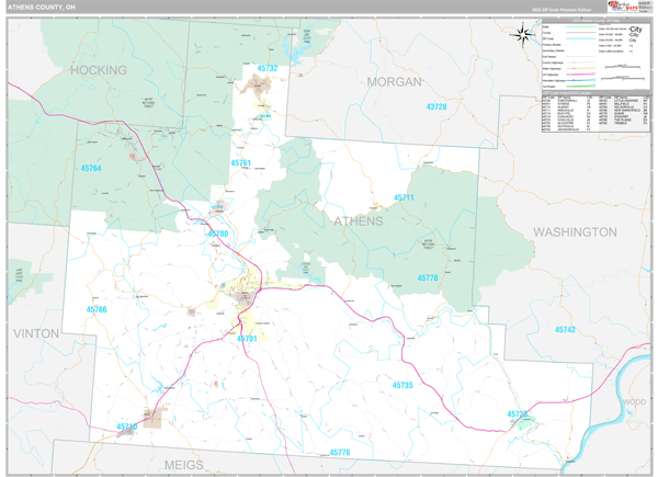 Athens County Digital Map Premium Style