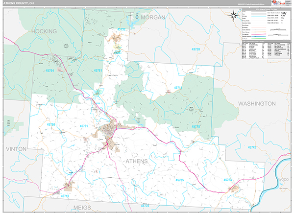 Athens County, OH Zip Code Map