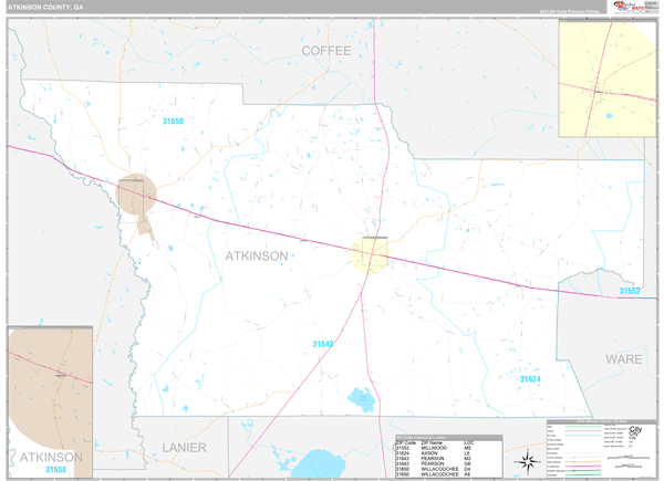 Atkinson County, GA Carrier Route Wall Map