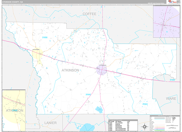 Atkinson County, GA Zip Code Map