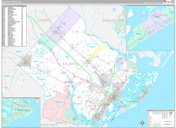 Atlantic County, NJ Zip Code Map