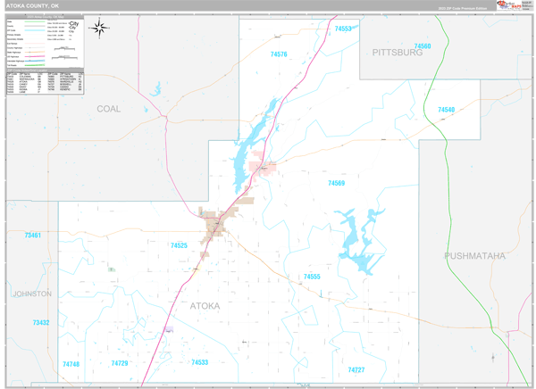 Atoka County Digital Map Premium Style