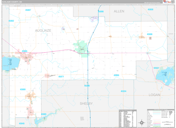 Auglaize County, OH Wall Map