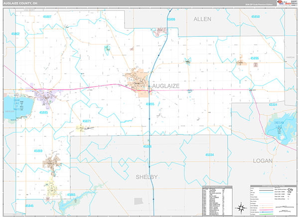 Auglaize County, OH Zip Code Map