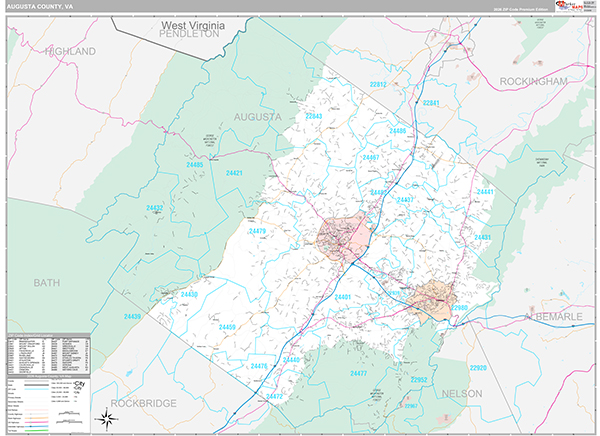 Augusta County, VA Wall Map