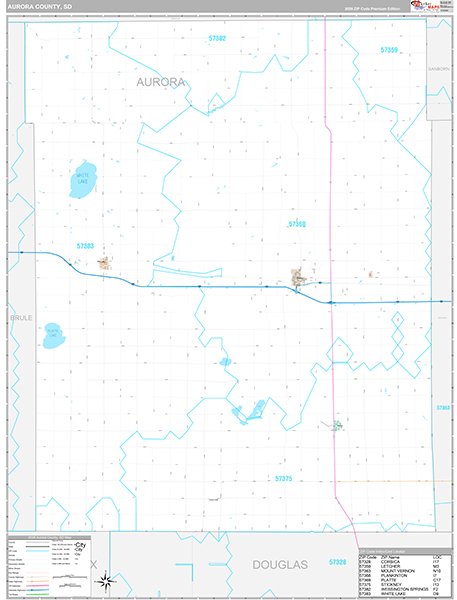 Aurora County, SD Zip Code Map