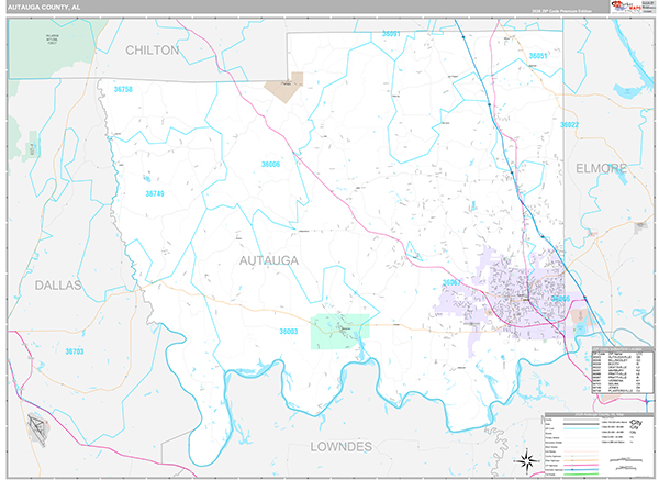 Autauga County, AL Zip Code Map