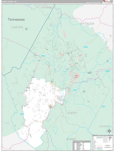 Avery County, NC Wall Map