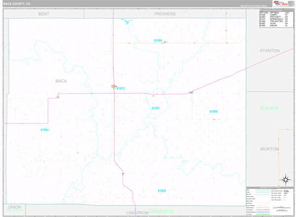 Baca County, CO Zip Code Map