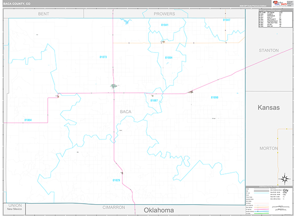 Baca County, CO Zip Code Map