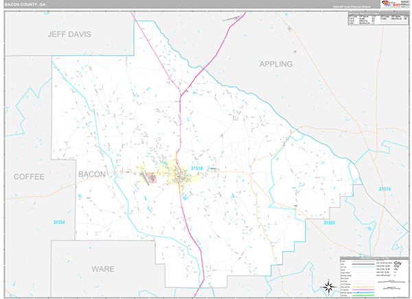 Bacon County, GA Zip Code Map