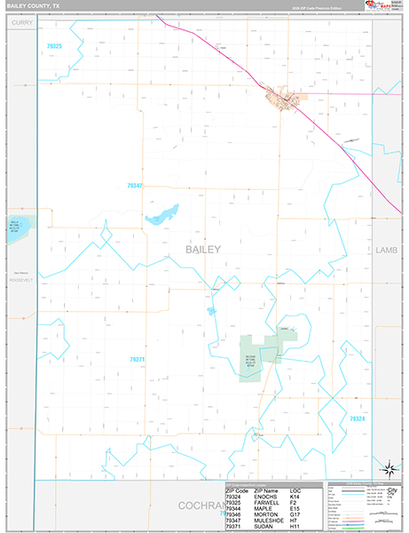 Bailey County, TX Zip Code Map