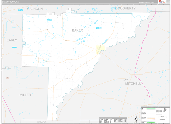 Baker County, GA Zip Code Map