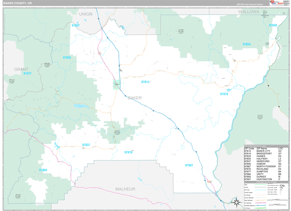 Baker County, OR Wall Map