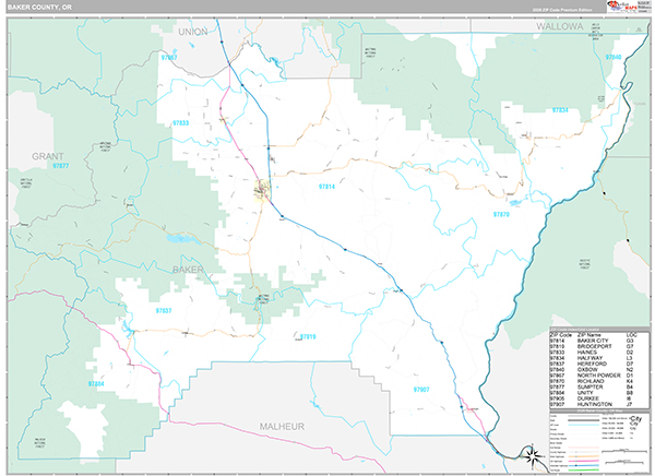 Baker County, OR Wall Map