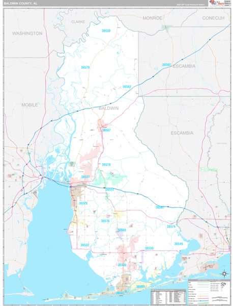 Baldwin County, AL Carrier Route Wall Map