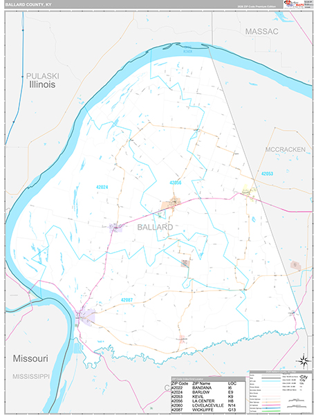 Ballard County, KY Zip Code Map