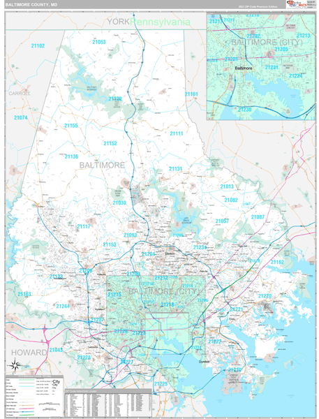 Baltimore County, MD Wall Map