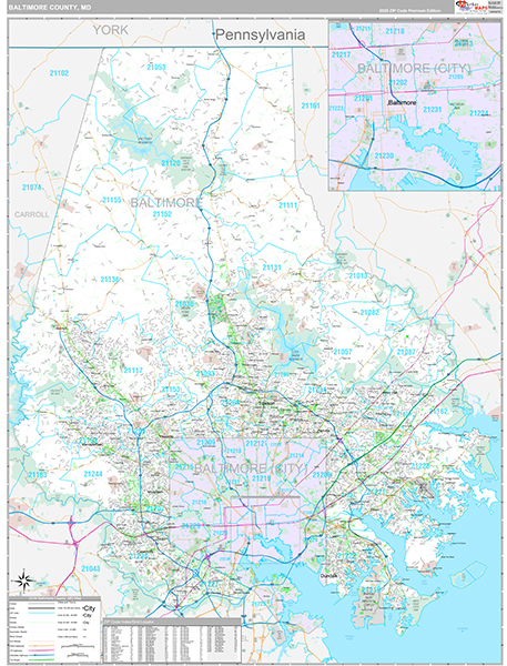 Baltimore County, MD Wall Map