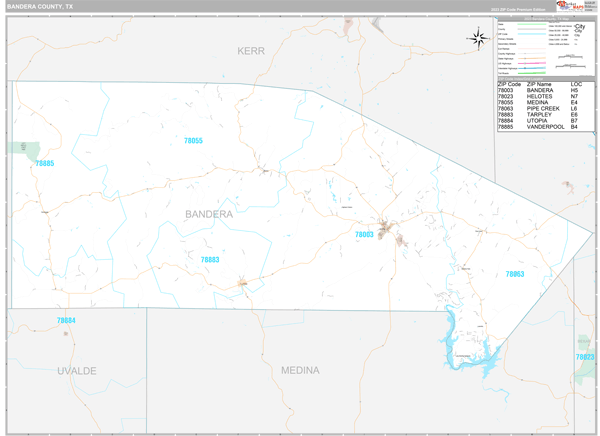 Bandera County Digital Map Premium Style