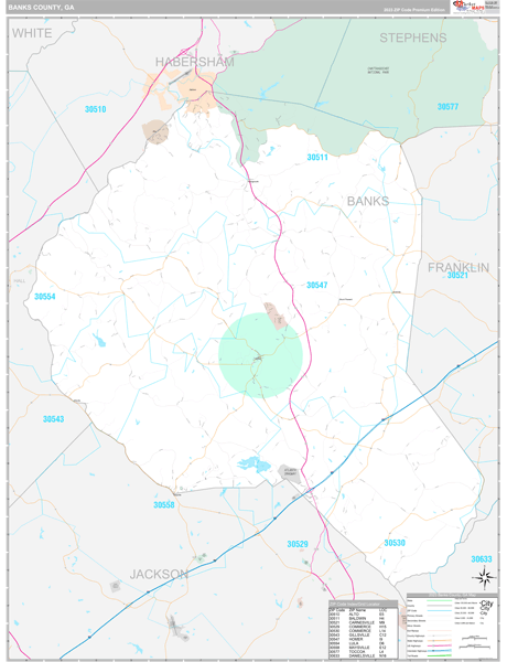 Banks County, GA Wall Map