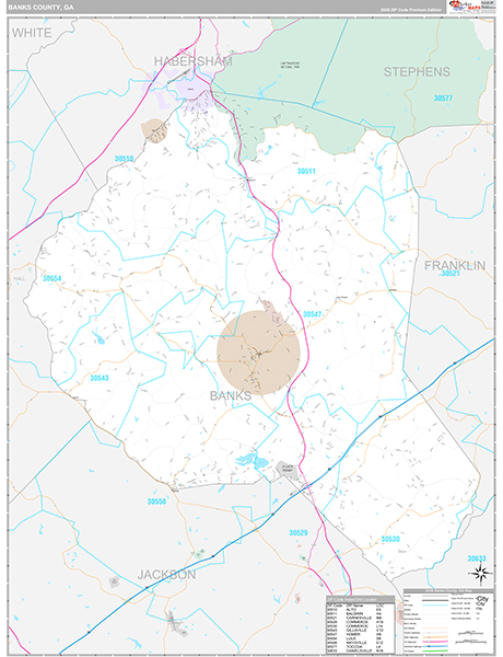 Banks County, GA Wall Map