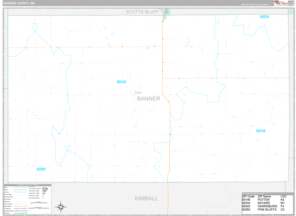 Banner County, NE Carrier Route Wall Map