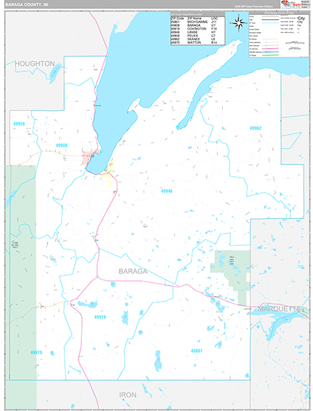Baraga County, MI Zip Code Map