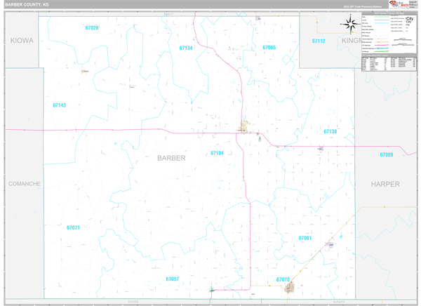 Barber County, KS Zip Code Map