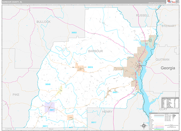 Barbour County, AL Zip Code Map