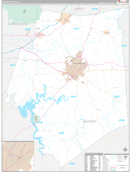 Barren County, KY Wall Map