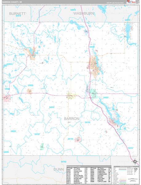 Barron County, WI Wall Map