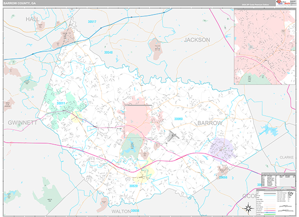 Barrow County, GA Zip Code Map