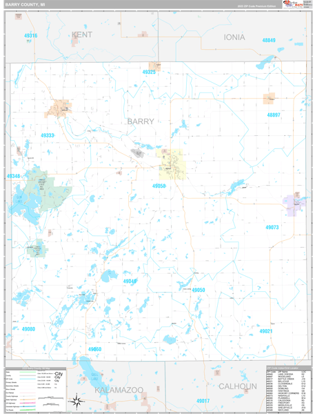 Barry County, MI Zip Code Map