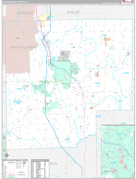 Bartholomew County, IN Zip Code Map