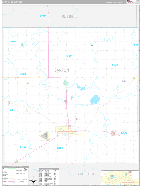 Barton County, KS Wall Map