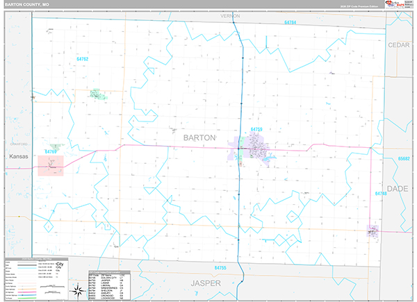 Barton County, MO Wall Map