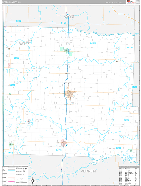 Bates County, MO Zip Code Map