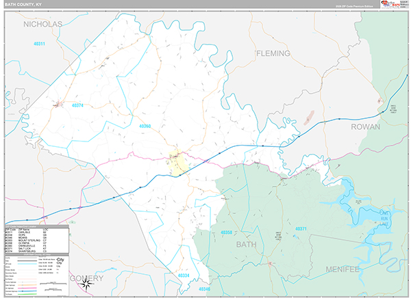 Bath County, KY Zip Code Map