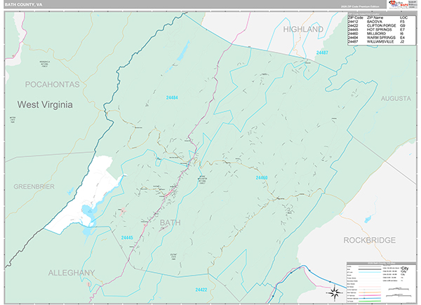 Bath County, VA Wall Map