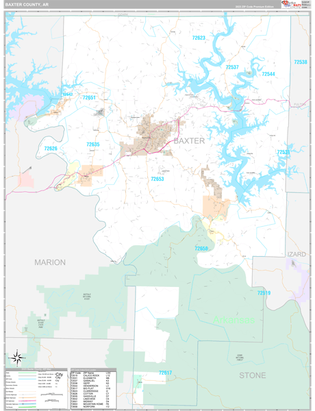 Baxter County, AR Zip Code Map