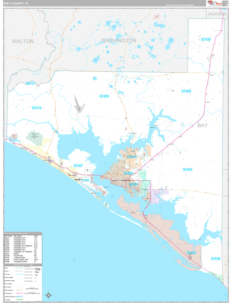 Bay County Fl Wall Map Premium Style By Marketmaps